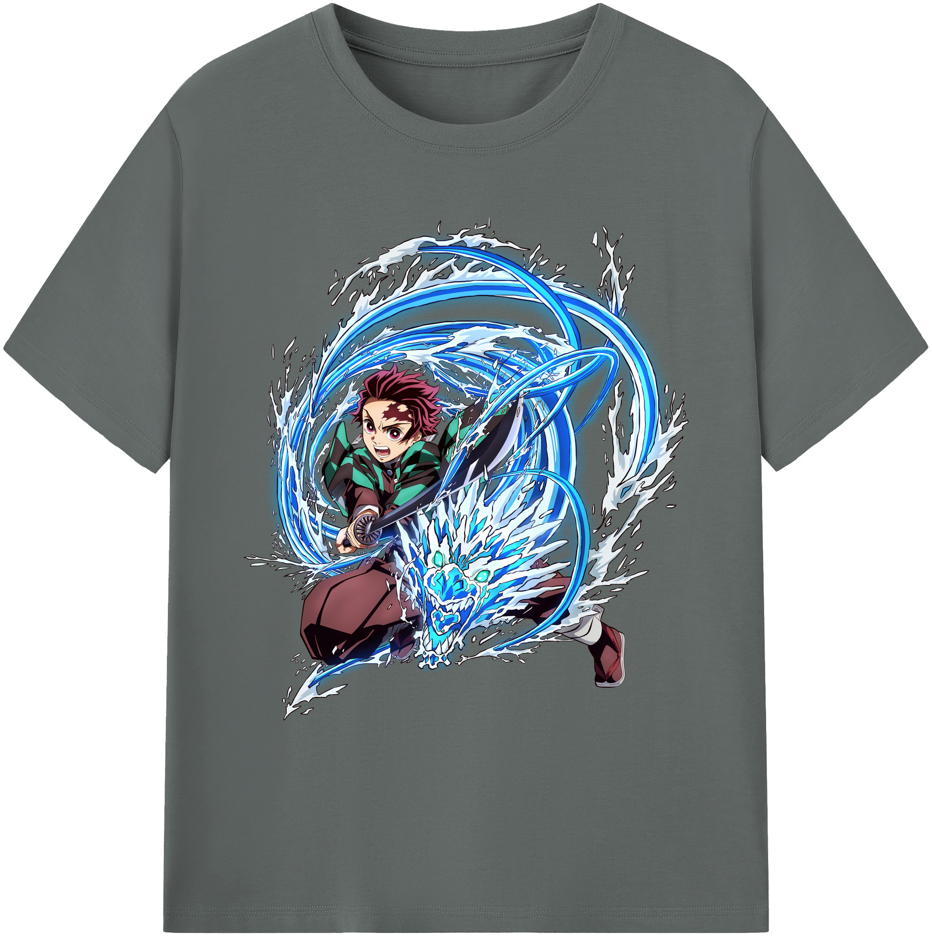 （画像用） 鬼滅の刃 竈門 炭治郎／かまど たんじろう Kamado Tanjirou 綿100％ メンズ半袖Tシャツ｜肌触りやわらか＆通気性